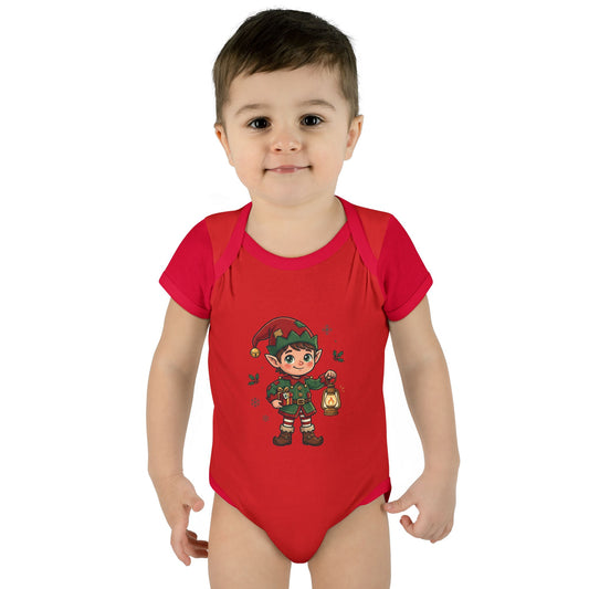 Christmas Elf Infant Bodysuit — Cute Holiday Baby Onesie with Lantern