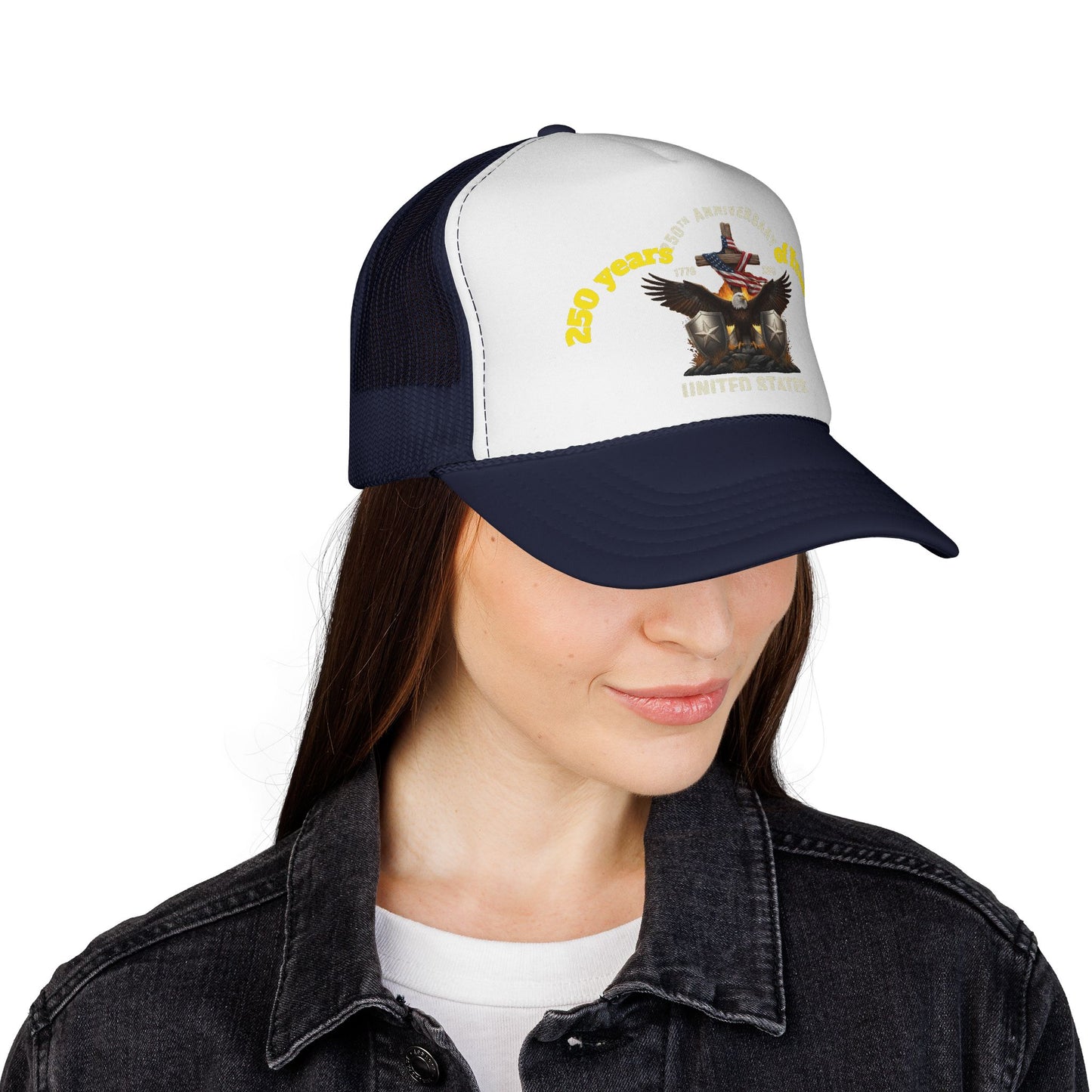 250 Years of Freedom Trucker Cap — Patriotic American Flag Mesh Hat