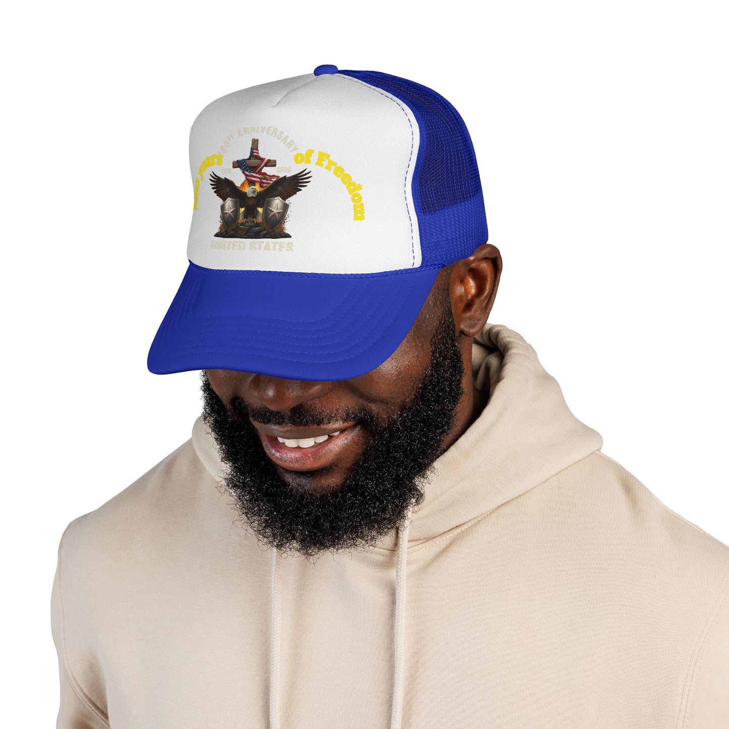 250 Years of Freedom Trucker Cap — Patriotic American Flag Mesh Hat