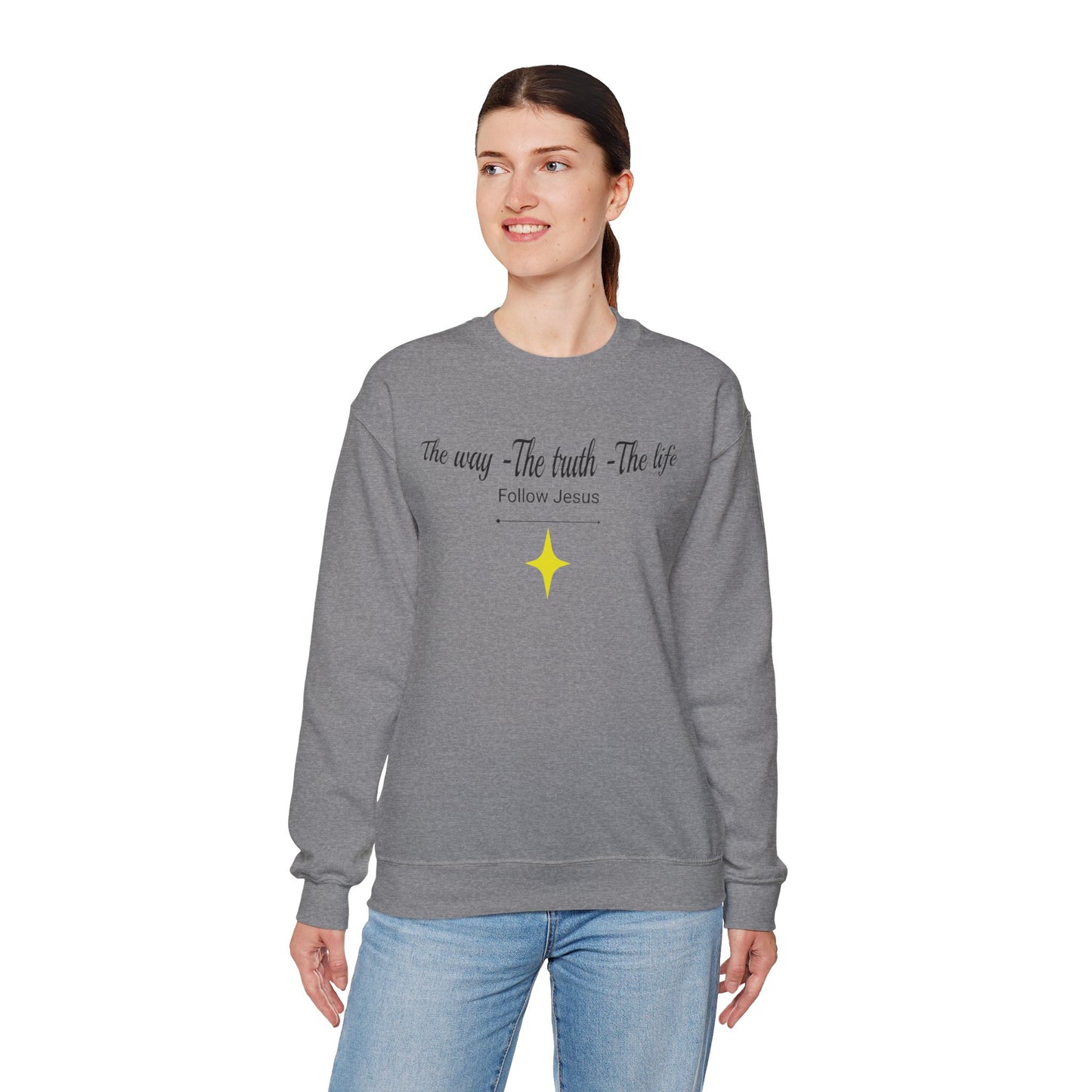 Christian Crewneck Sweatshirt - The Way, The Truth, The Life, Follow Jesus