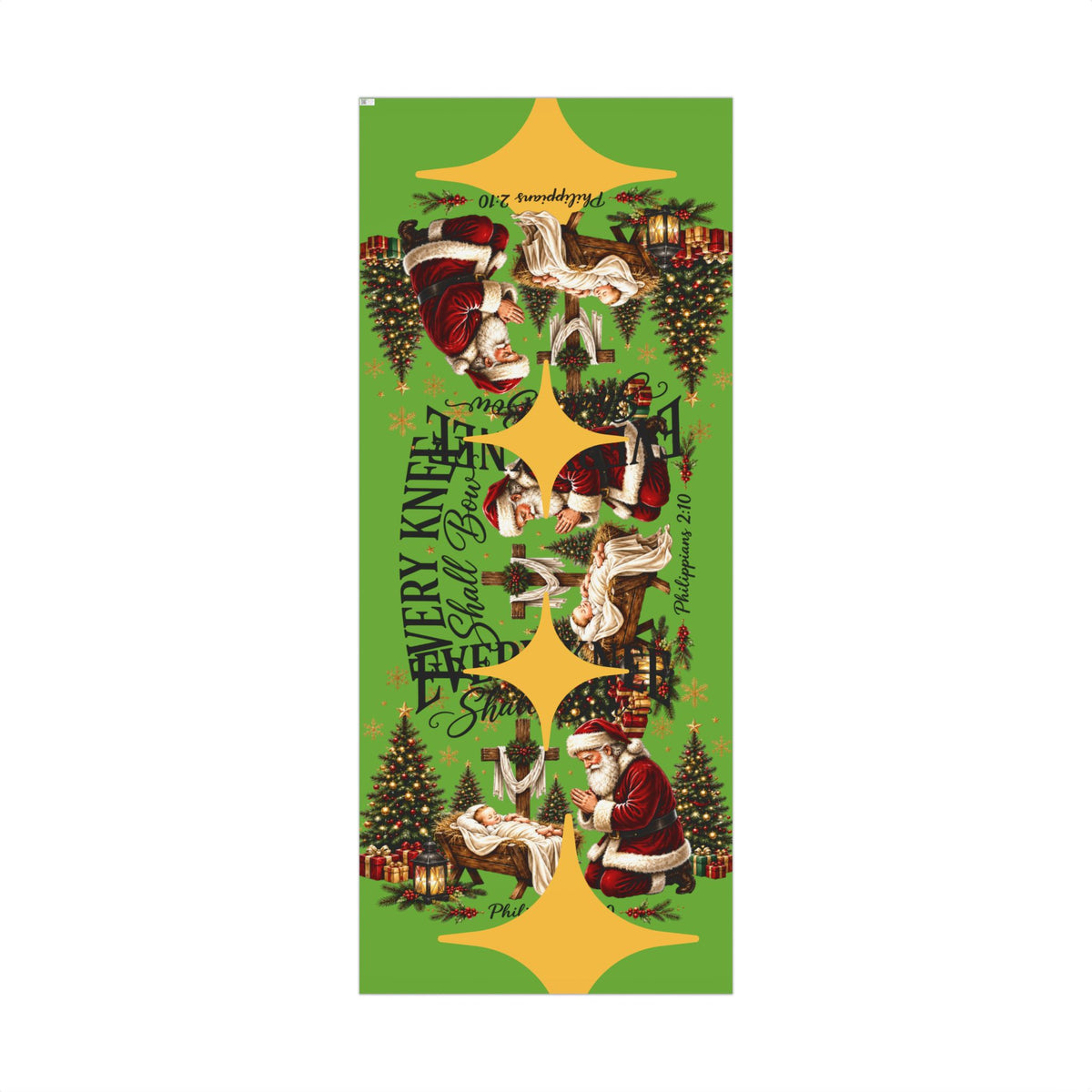 Copy of Gift Wrap Paper – Red & Gold Holiday Nativity Design