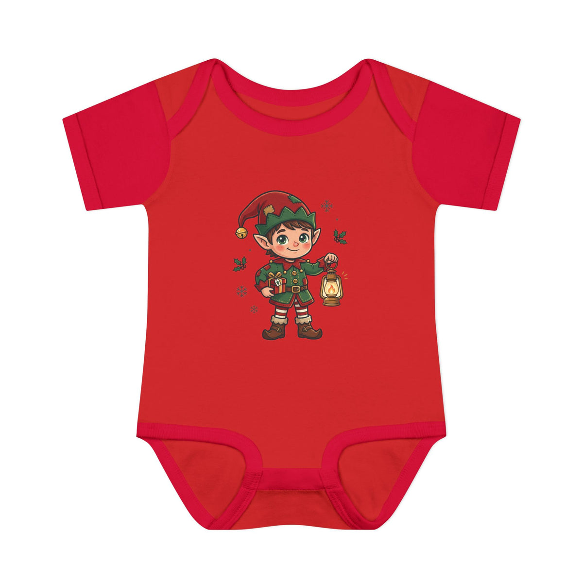Christmas Elf Infant Bodysuit — Cute Holiday Baby Onesie with Lantern