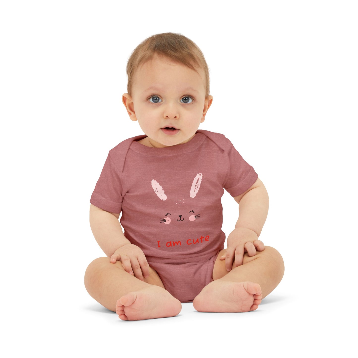 Baby Bunny Onesie - Cute Pink Rabbit Face Infant Bodysuit