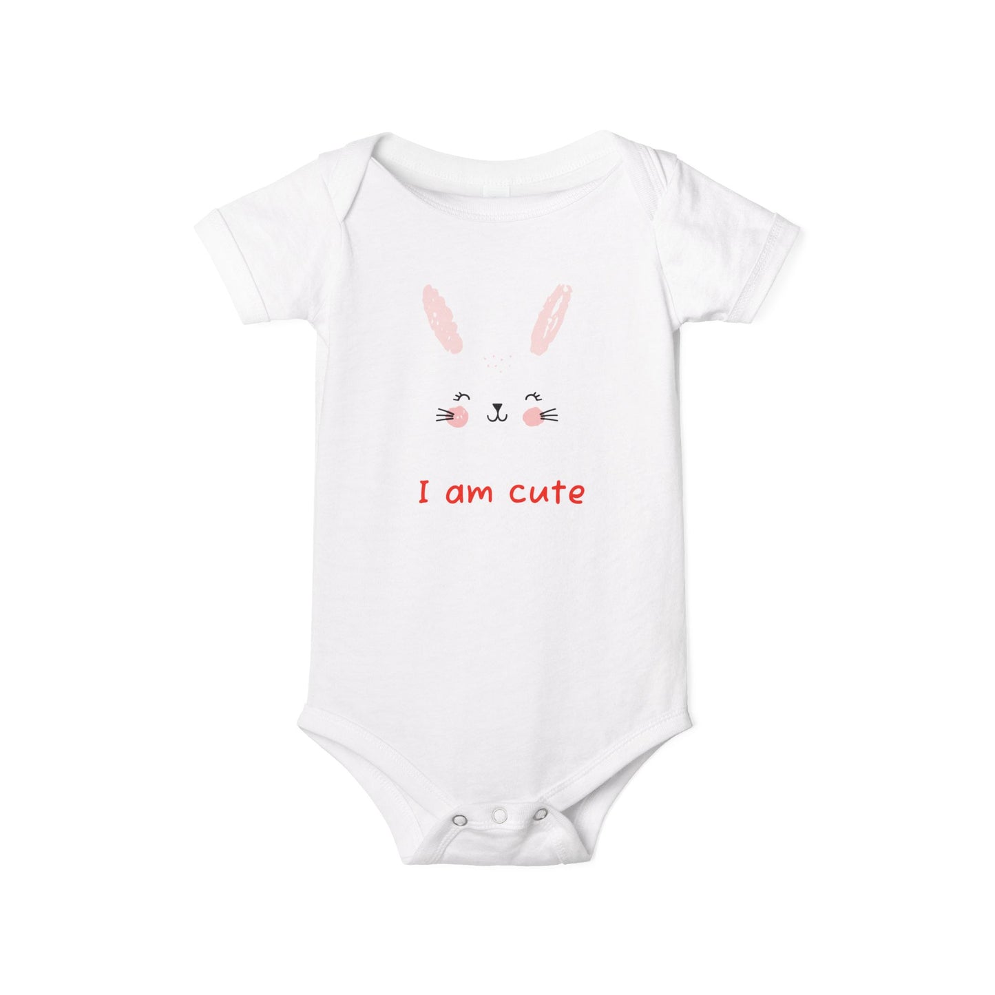 Baby Bunny Onesie - Cute Pink Rabbit Face Infant Bodysuit