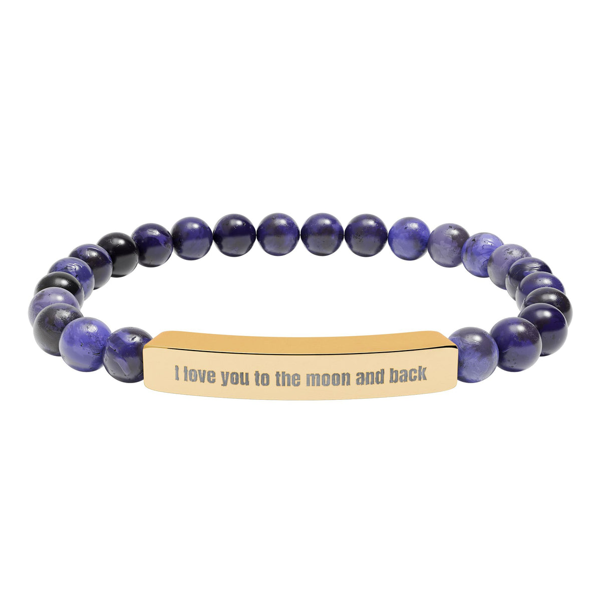 Engraved Natural Stone Stretch Bracelet — “I Love You to the Moon and Back”
