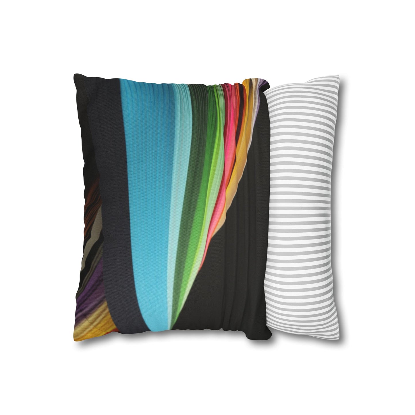 Abstract Rainbow Wave Pillowcase — Colorful Modern Decorative Throw Pillow