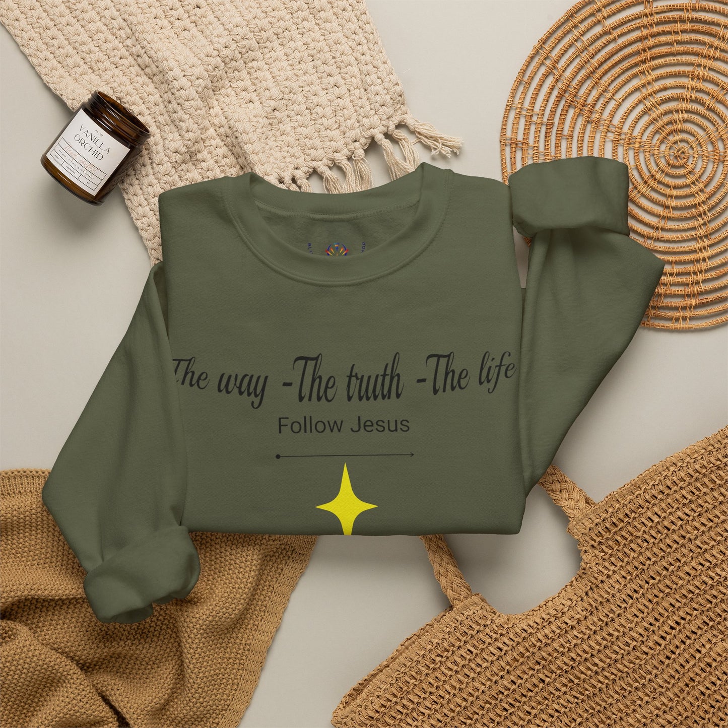 Christian Crewneck Sweatshirt - The Way, The Truth, The Life, Follow Jesus