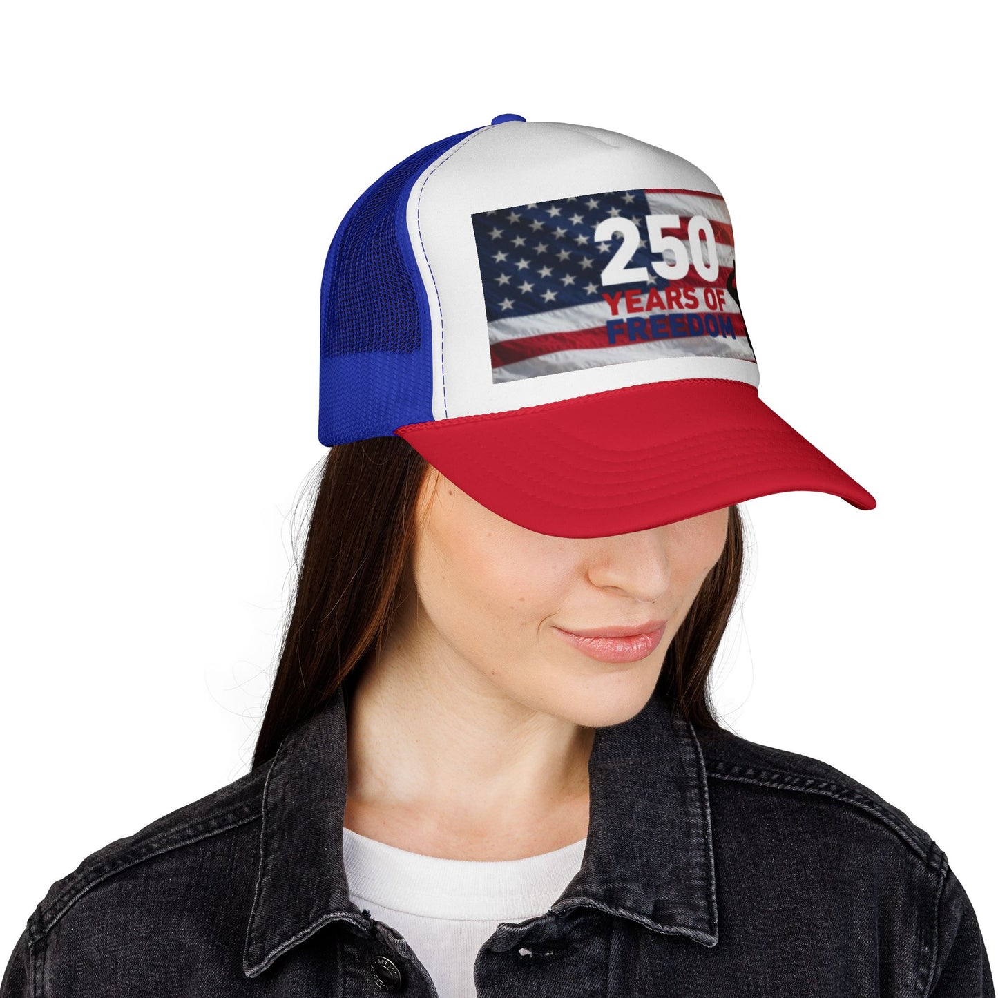 250 Years of Freedom Trucker Cap — Patriotic American Flag Mesh Hat