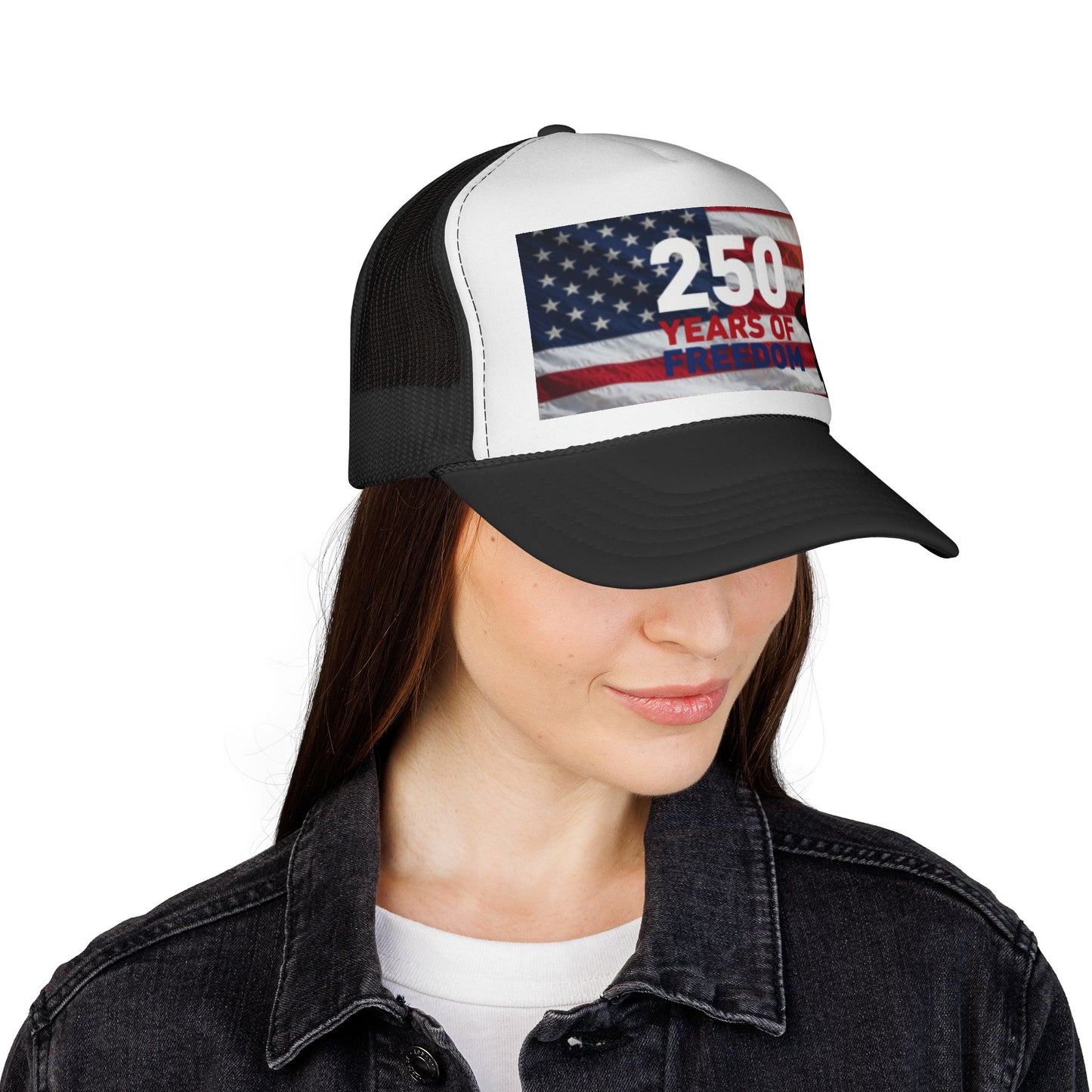 250 Years of Freedom Trucker Cap — Patriotic American Flag Mesh Hat