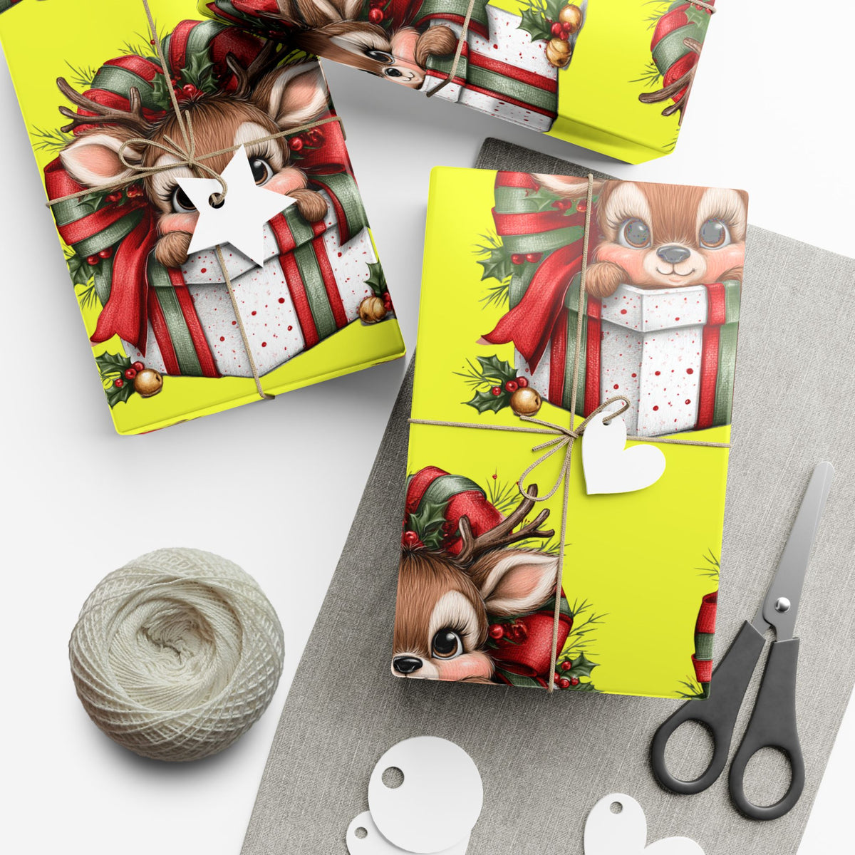 Christmas Reindeer Gift Wrap Paper – Cute Holiday Present Wrapping Sheets