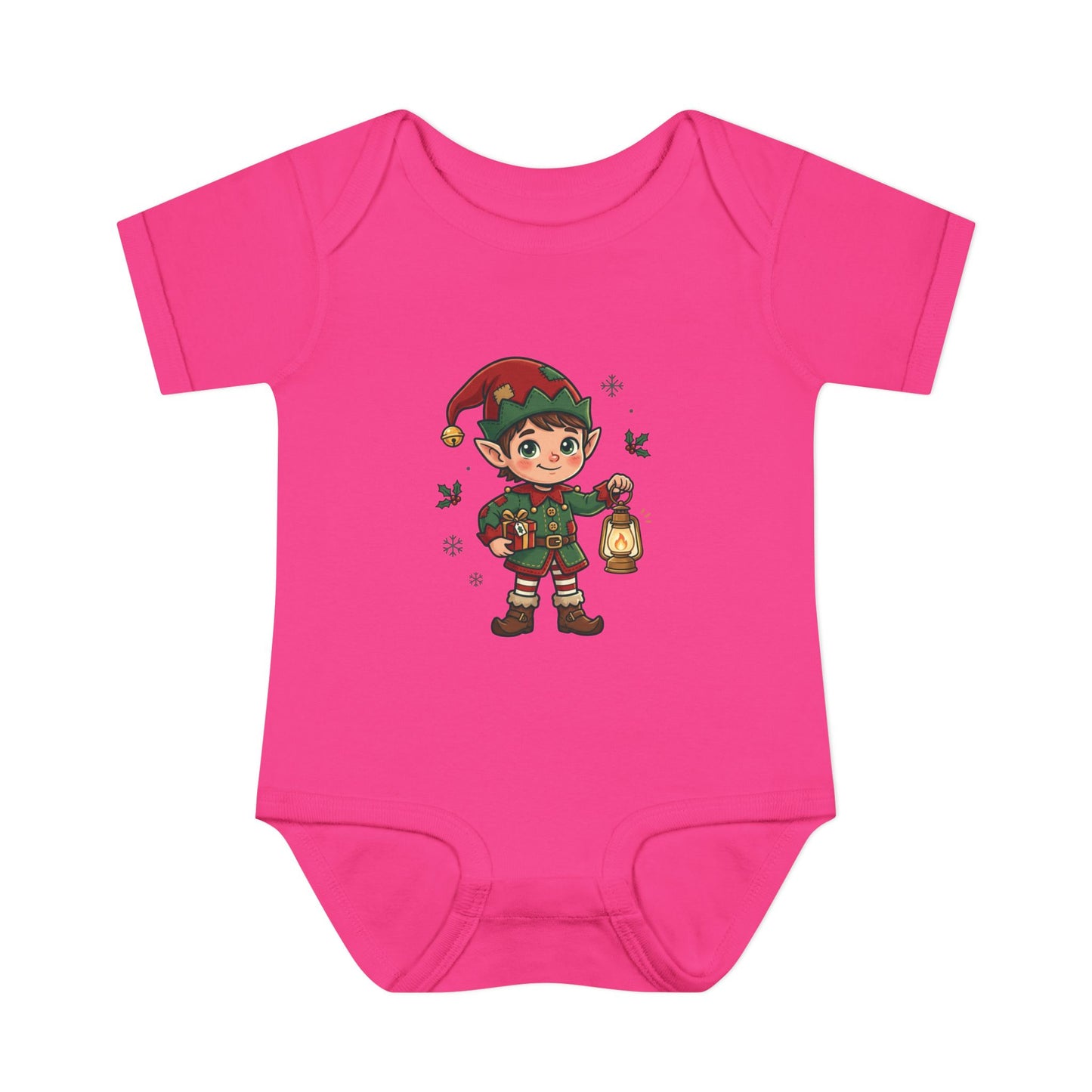 Christmas Elf Infant Bodysuit — Cute Holiday Baby Onesie with Lantern