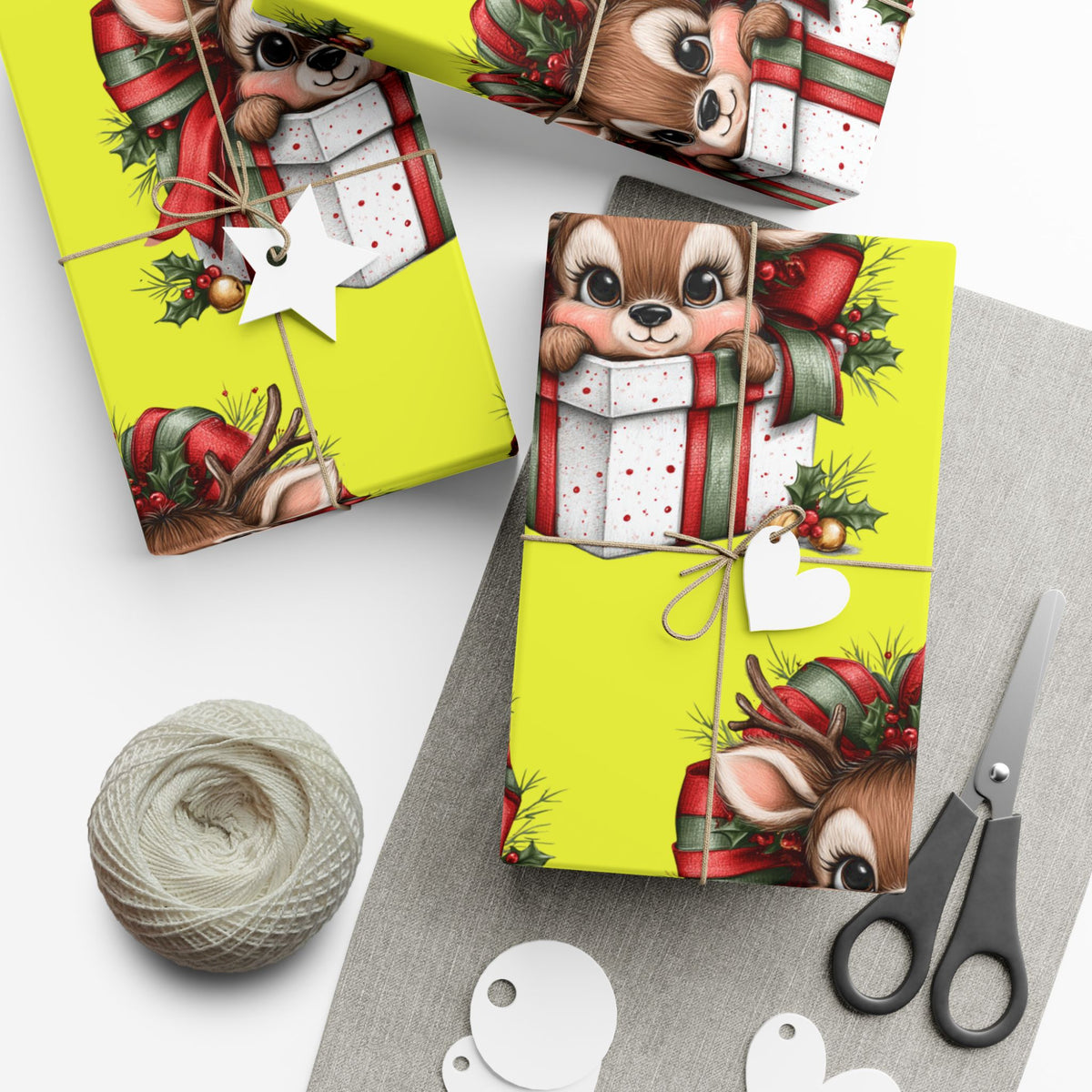 Christmas Reindeer Gift Wrap Paper – Cute Holiday Present Wrapping Sheets