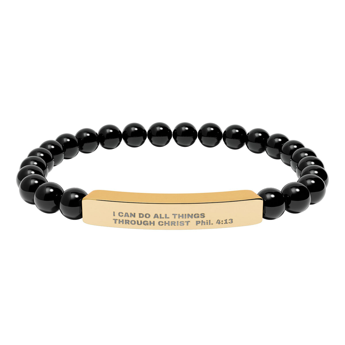 Engraved Natural Stone Stretch Bar Bracelet – Inspirational Scripture Beaded Bracelet