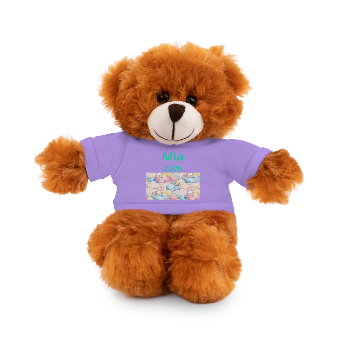 Personalized Plush Bear with Custom Tee — Cute Candy Print & Name