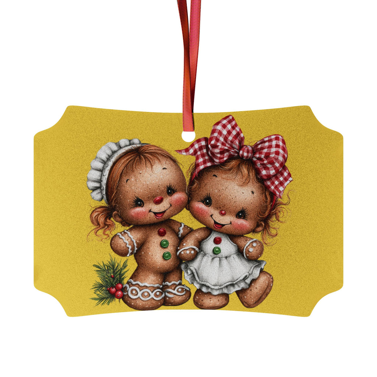 Gingerbread Kids Aluminum Ornament – Retro Christmas Tree Decoration (1/5/10/20 pcs)
