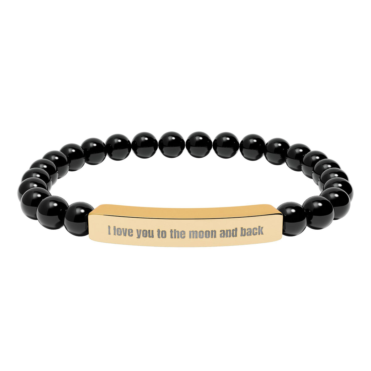 Engraved Natural Stone Stretch Bracelet — “I Love You to the Moon and Back”