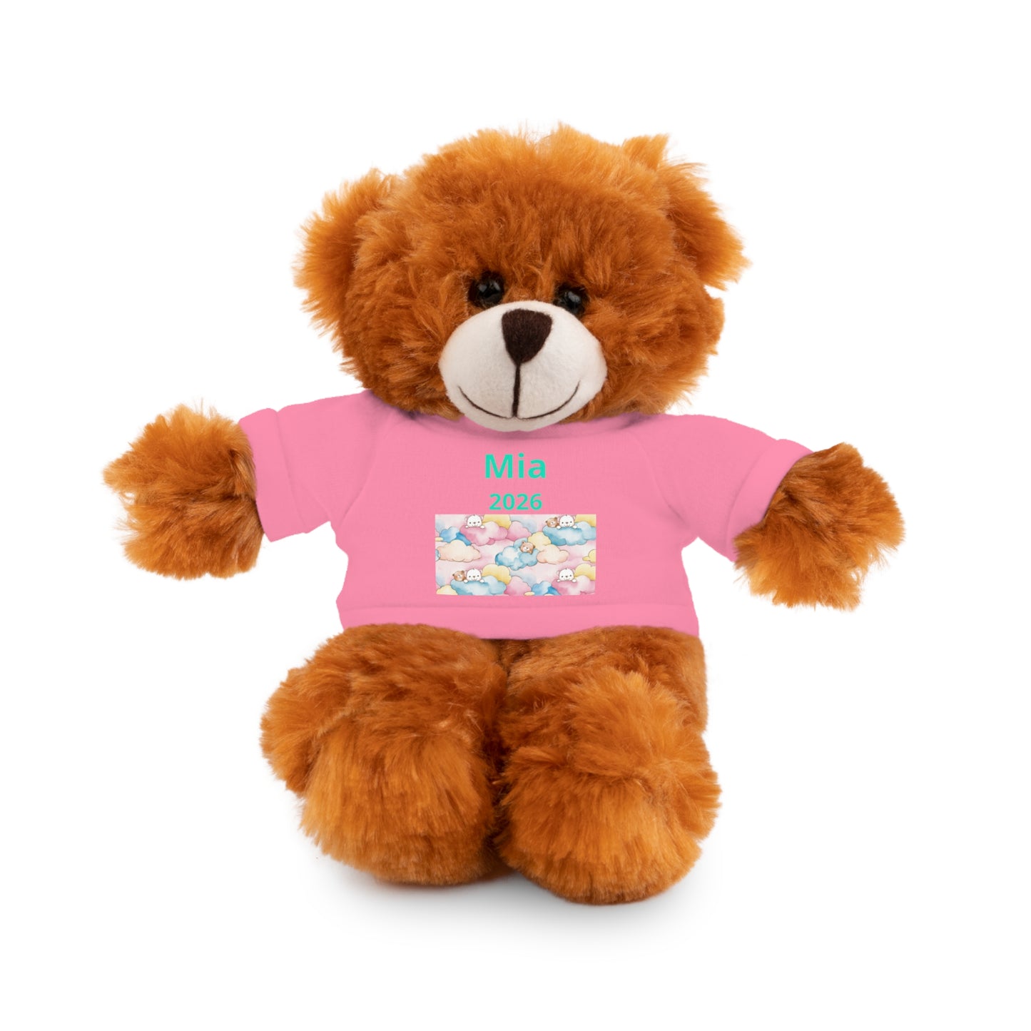 Personalized Plush Bear with Custom Tee — Cute Candy Print & Name