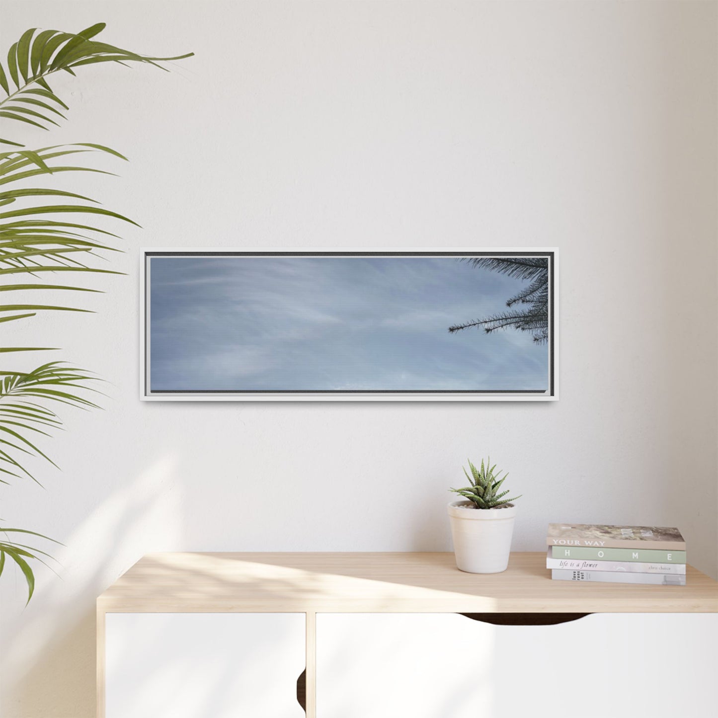 Framed Matte Canvas Wall Art — Winter Sky Tree Photograph
