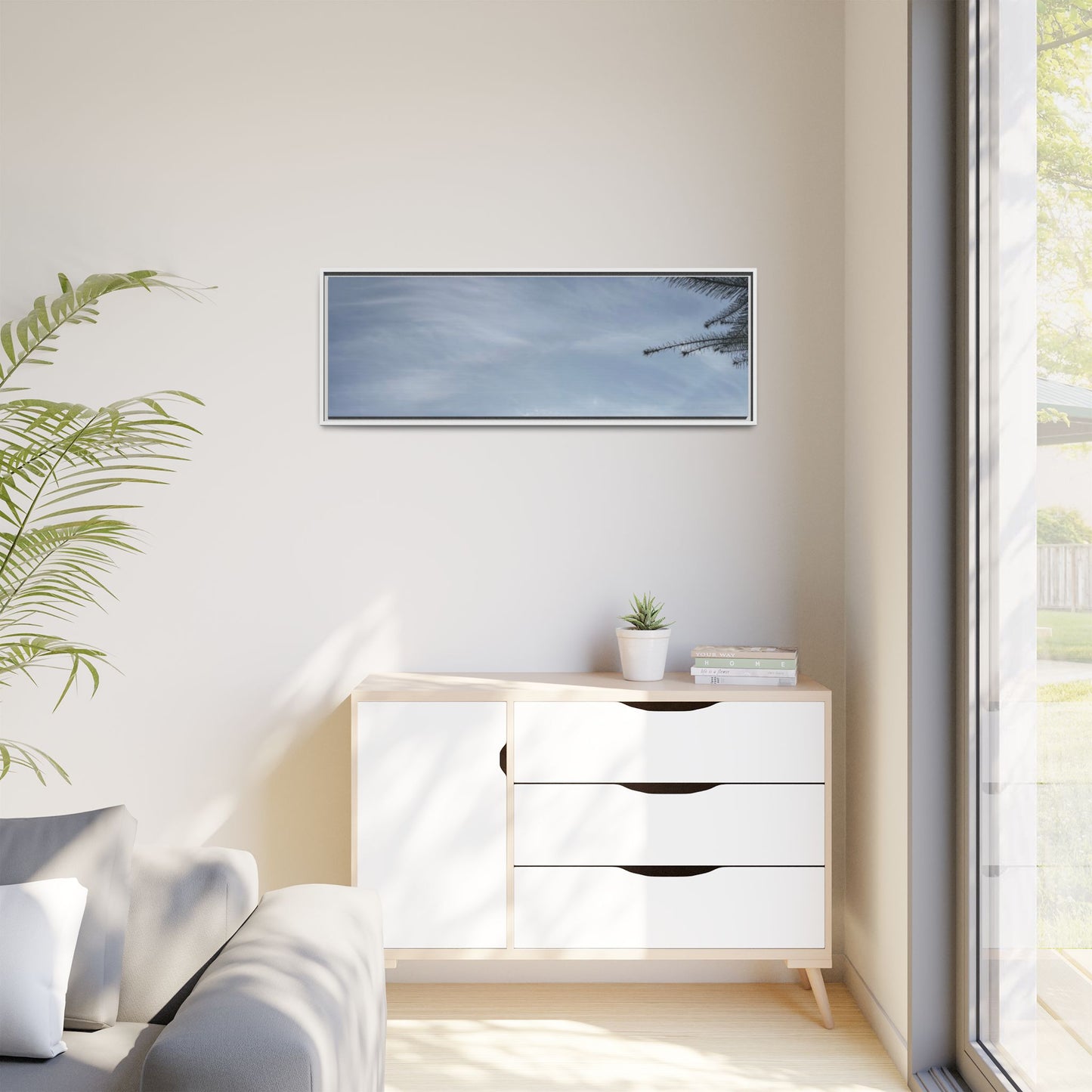 Framed Matte Canvas Wall Art — Winter Sky Tree Photograph