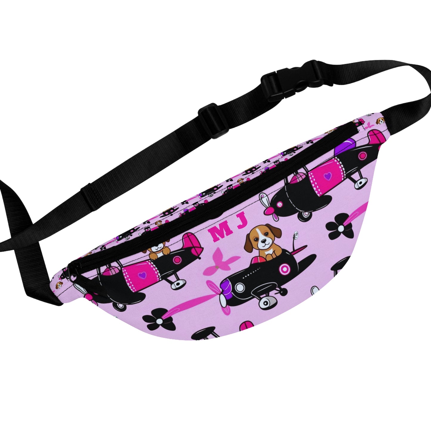 Pink Puppy Skateboard Fanny Pack — Cute Skate Dog Waist Bag