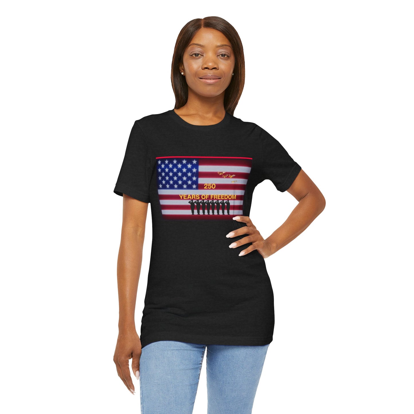 T-Shirt — "250 Years of Freedom" American Flag Patriotic Tee