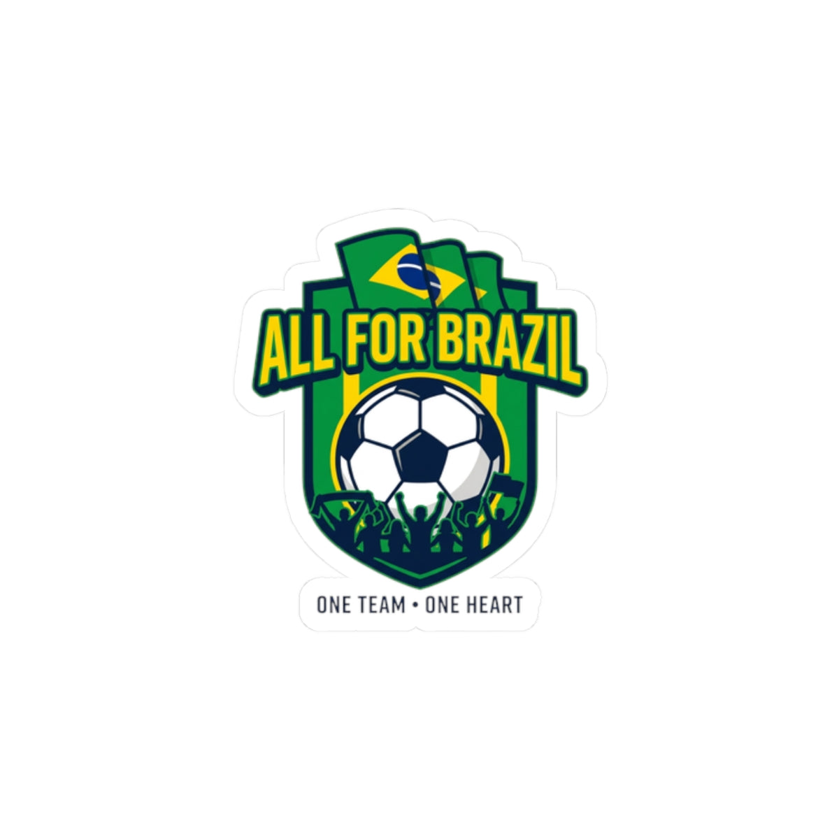 All For Brazil Soccer Crest Kiss-Cut Stickers | country pride, retro soccer