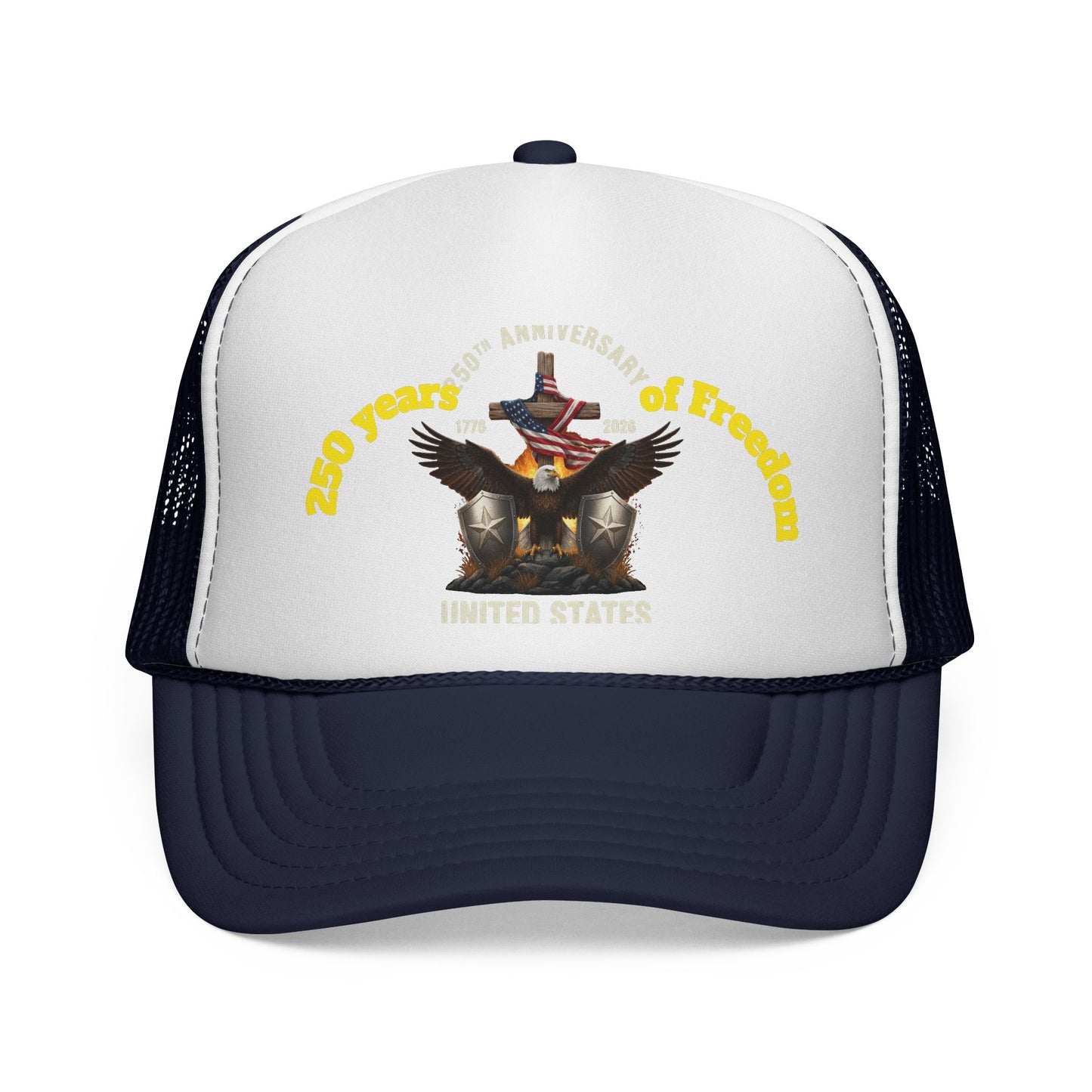 250 Years of Freedom Trucker Cap — Patriotic American Flag Mesh Hat