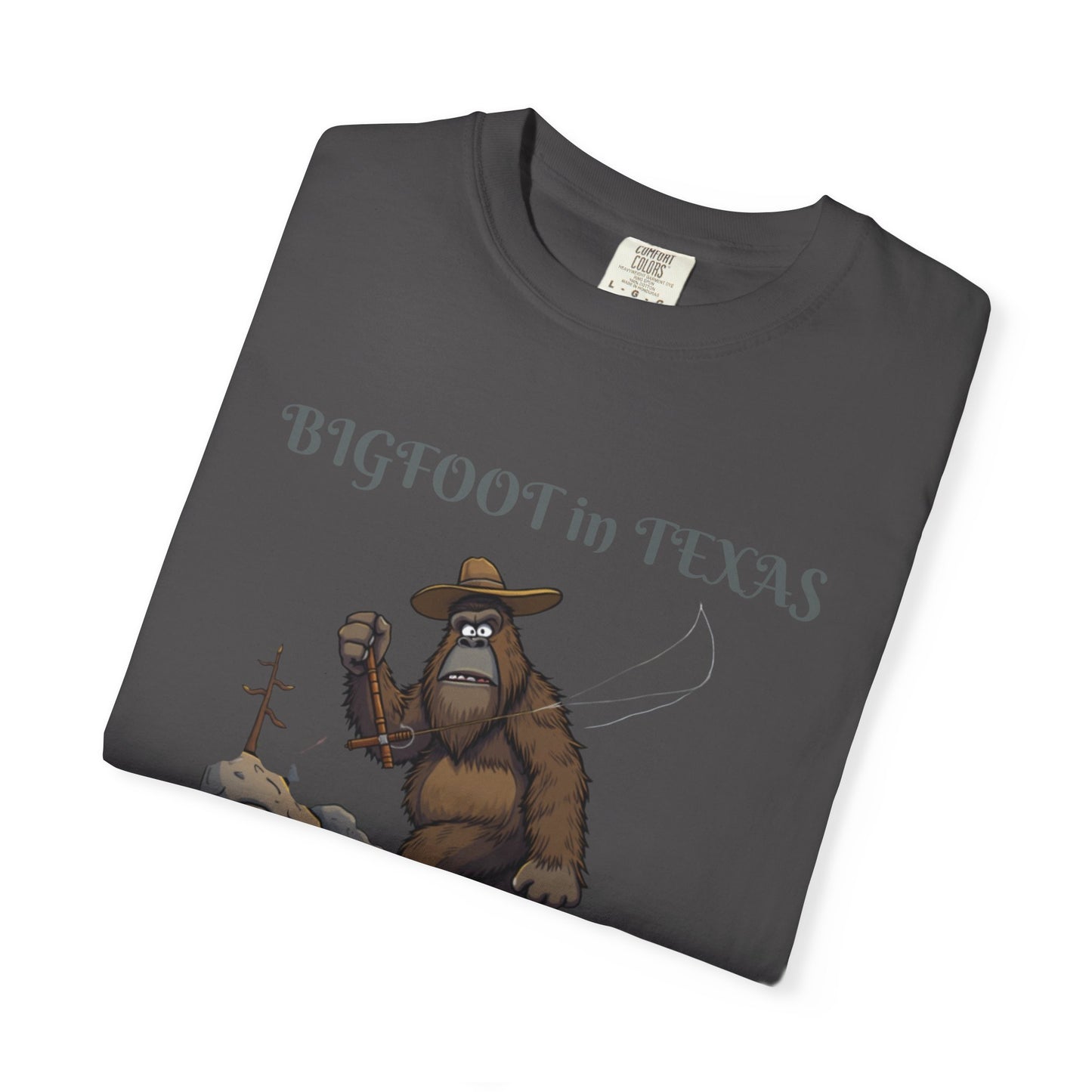 Personalize Bigfoot in Texas T-Shirt, Unisex Garment-Dyed Tee for Outdoor Lovers, Fun Gift for Nature Enthusiasts, Perfect for Texas Celebrations