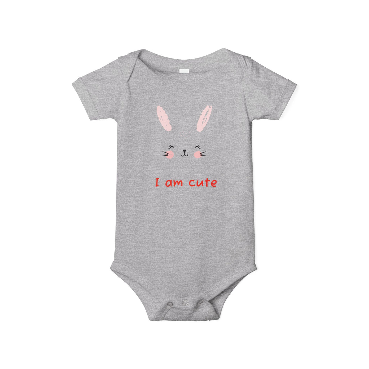 Baby Bunny Onesie - Cute Pink Rabbit Face Infant Bodysuit