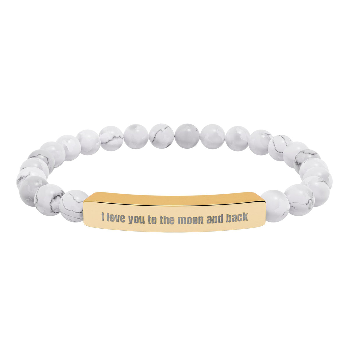 Engraved Natural Stone Stretch Bracelet — “I Love You to the Moon and Back”