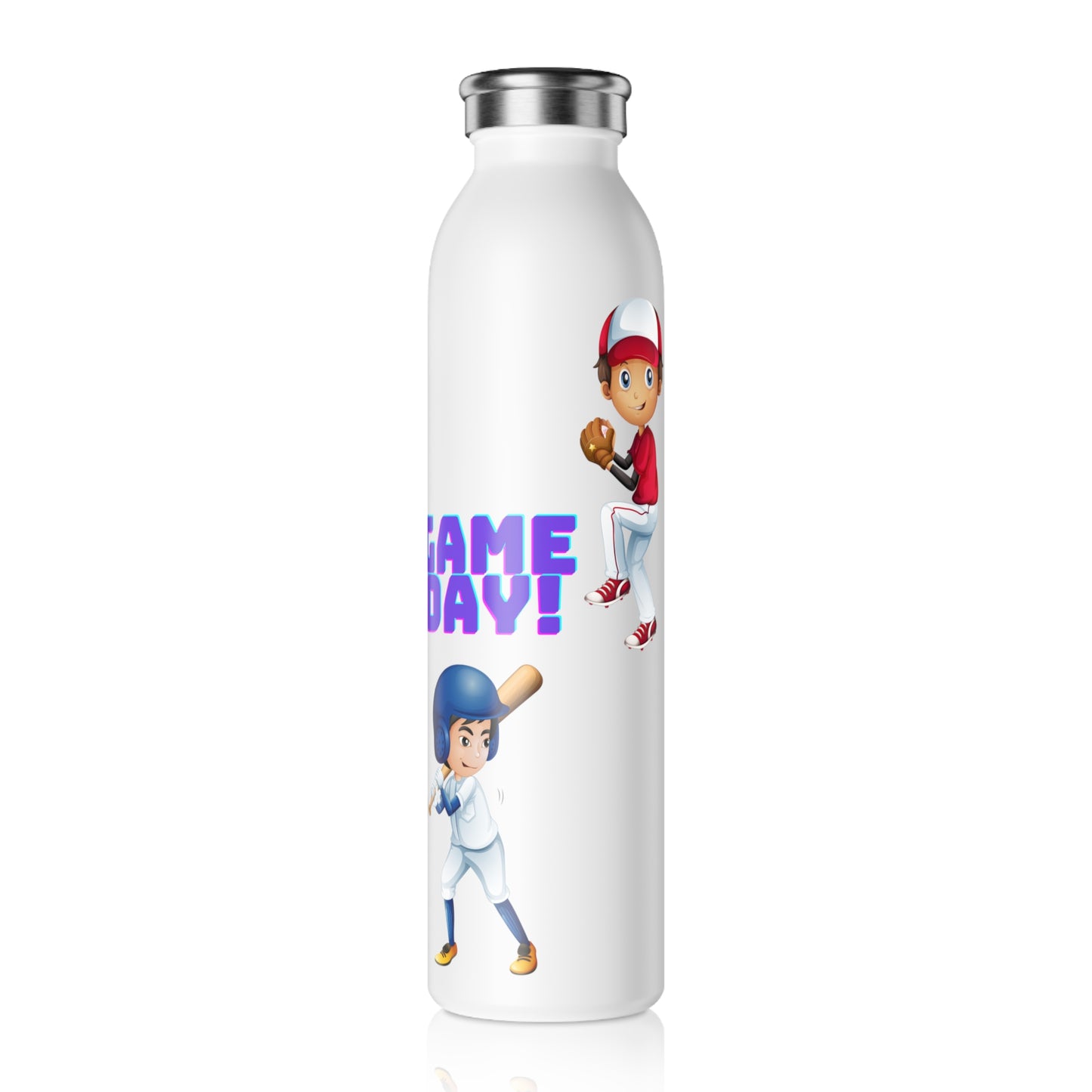 Personalized Game Day Slim Water Bottle – Custom Name Sports Fan Bottle
