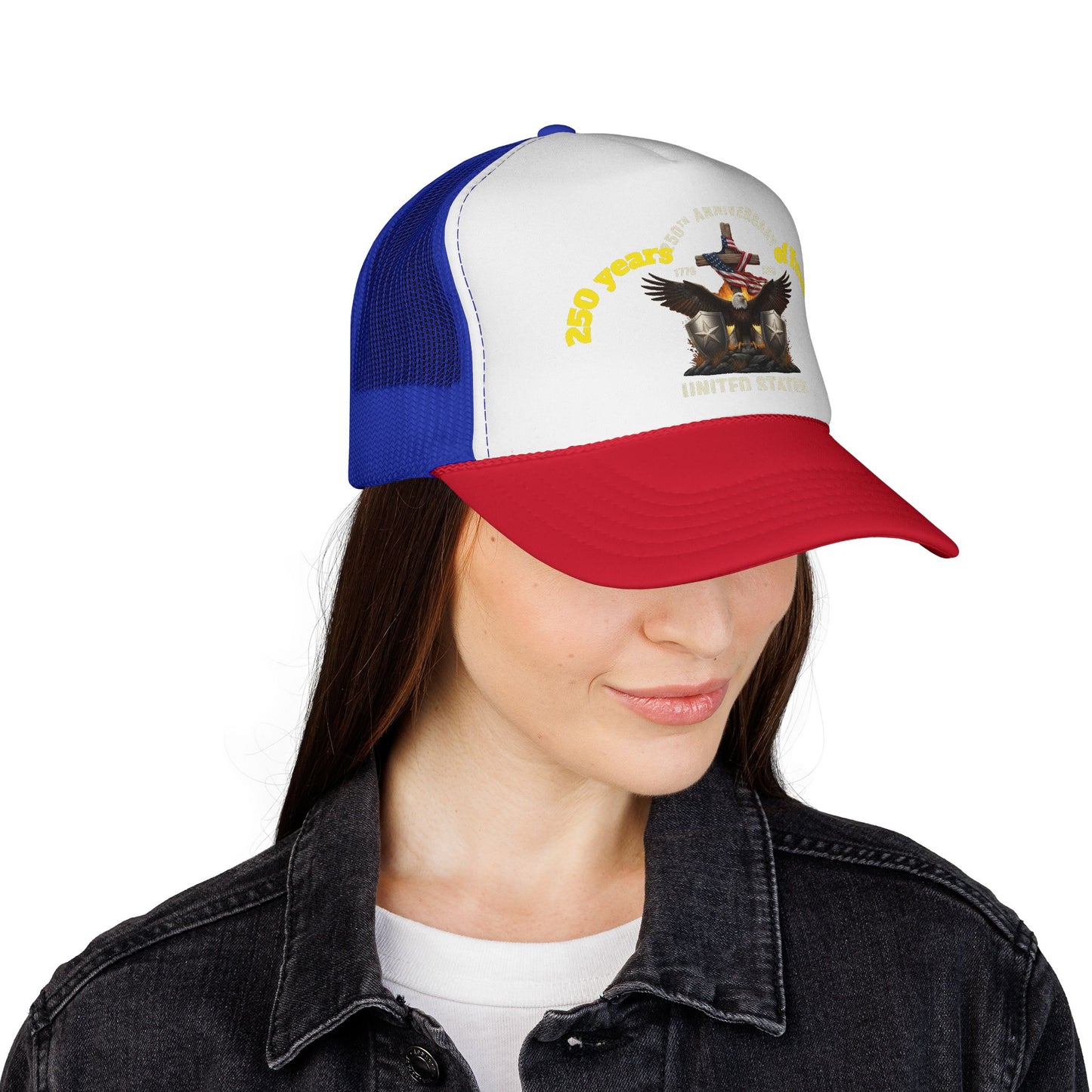 250 Years of Freedom Trucker Cap — Patriotic American Flag Mesh Hat