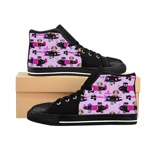 Whimsical Dog Print High-Top Sneakers for Pet Lovers