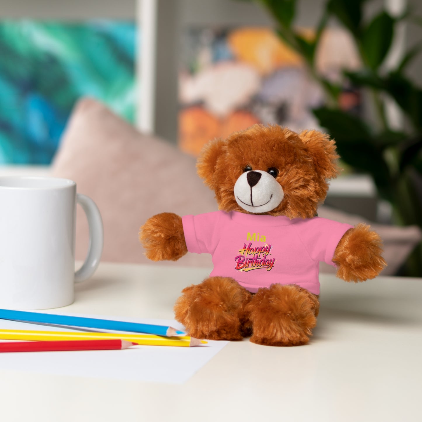 Personalized Birthday Teddy Bear with 'Happy Birthday' Tee
