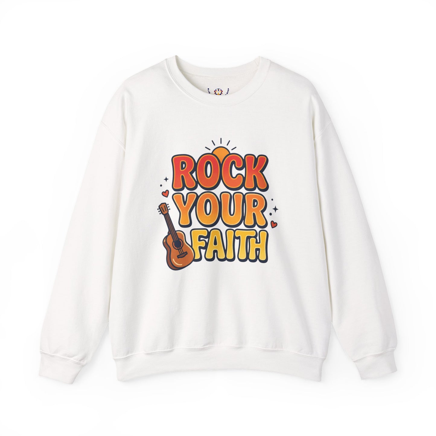 Unisex Rock Your Faith Sweatshirt | Christian Encouragement, Retro Groovy Pastel
