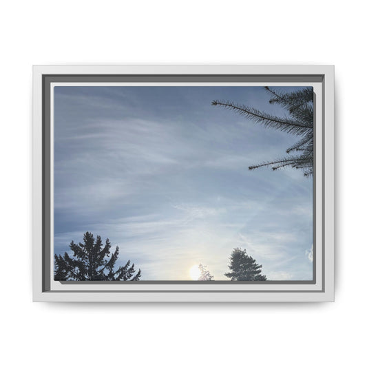 Framed Matte Canvas Wall Art — Winter Sky Tree Photograph