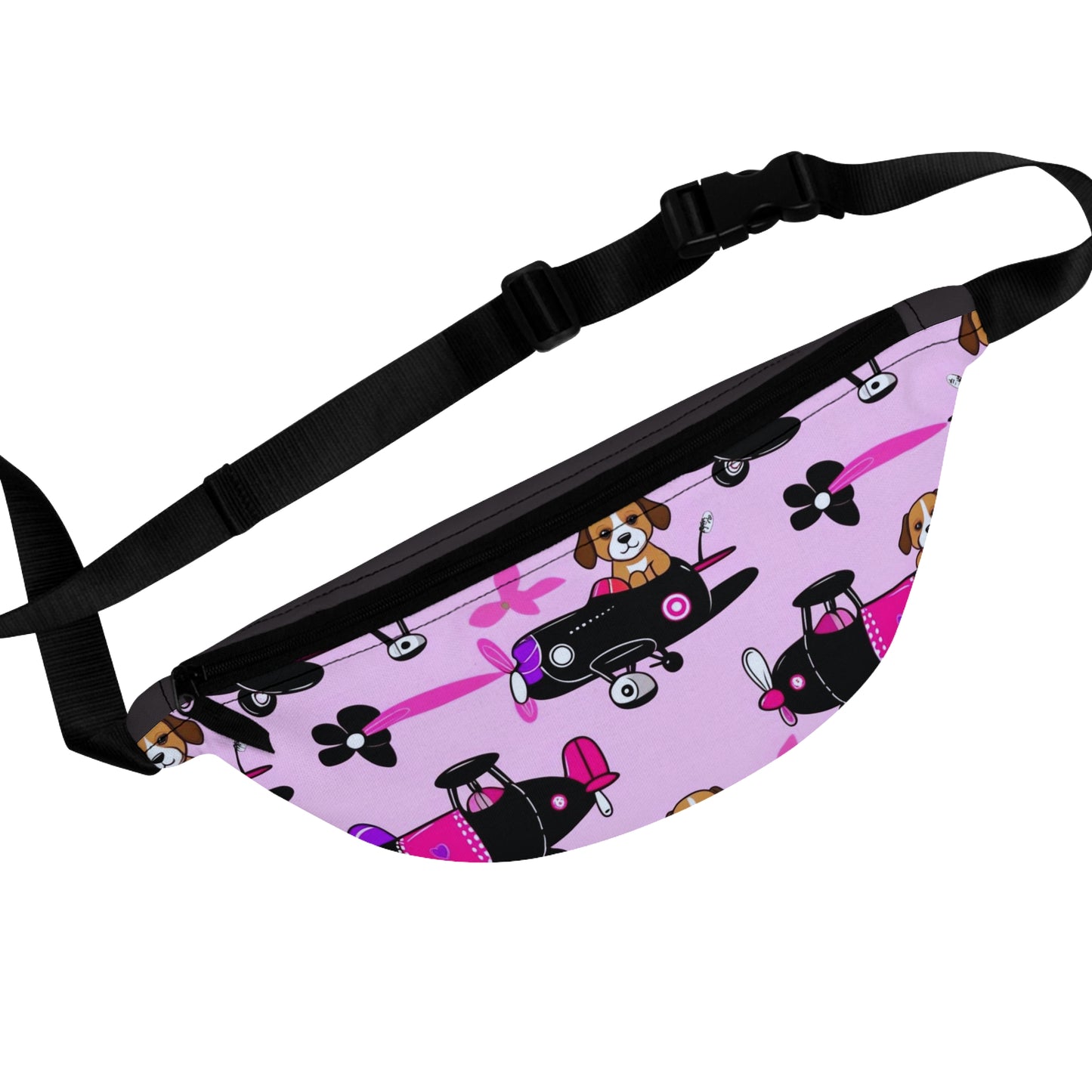 Pink Puppy Skateboard Fanny Pack — Cute Skate Dog Waist Bag