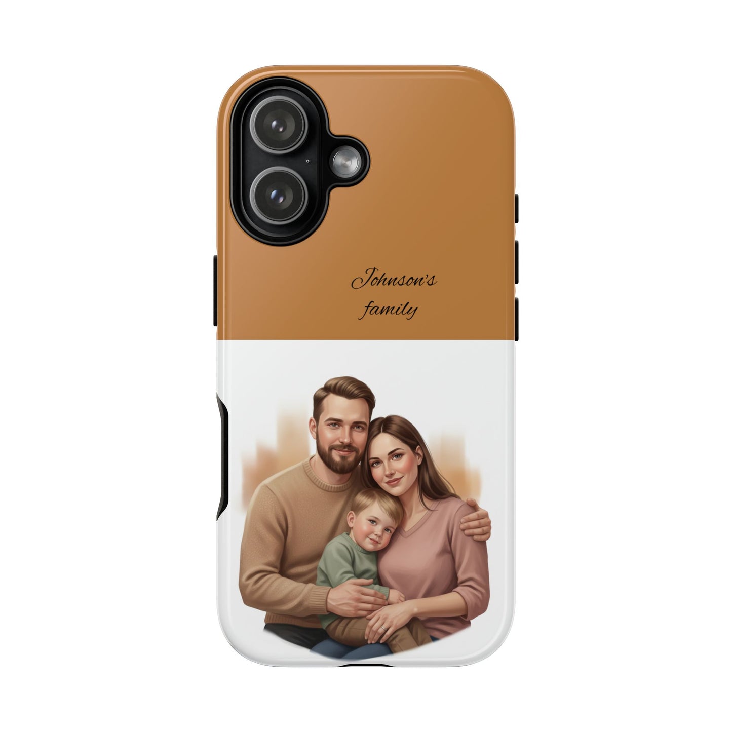 Personalized Family Photo Tough Phone Case — Custom Name Script