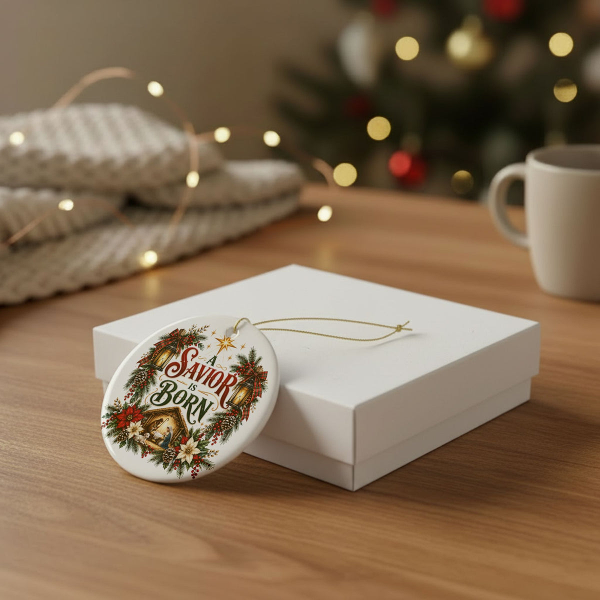 A Savior Is Born Christmas Heart Ornament