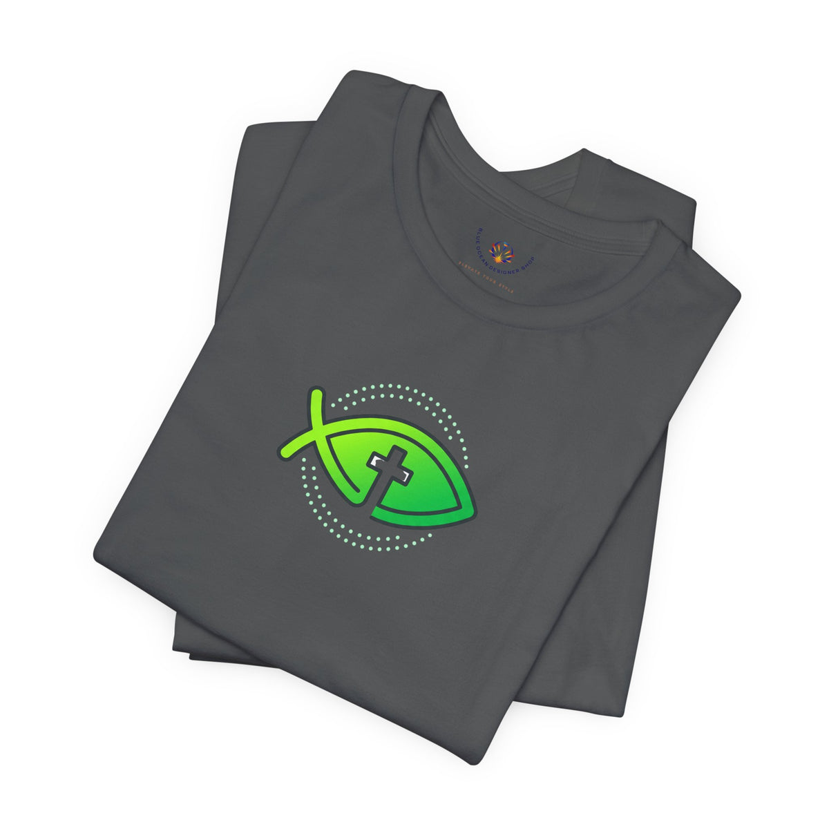 Faith Fish T-Shirt — Green Ichthys Christian Tee