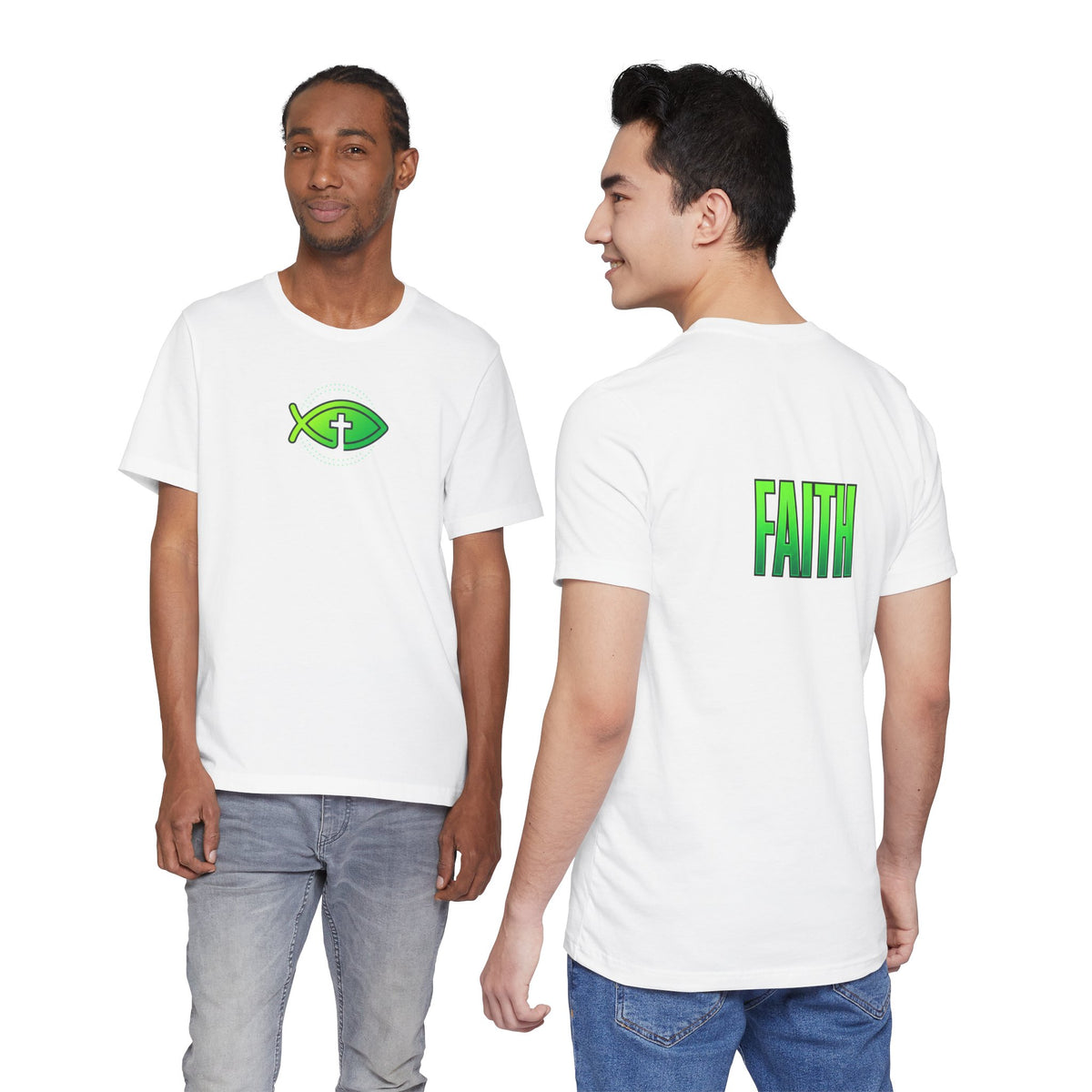 Faith Fish T-Shirt — Green Ichthys Christian Tee