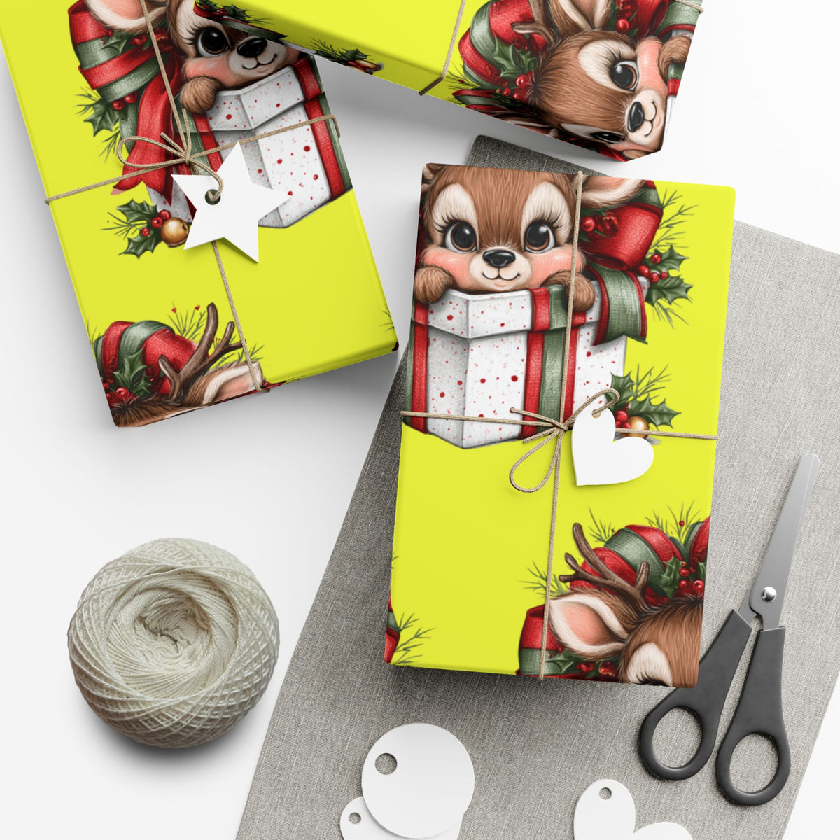 Christmas Reindeer Gift Wrap Paper – Cute Holiday Present Wrapping Sheets