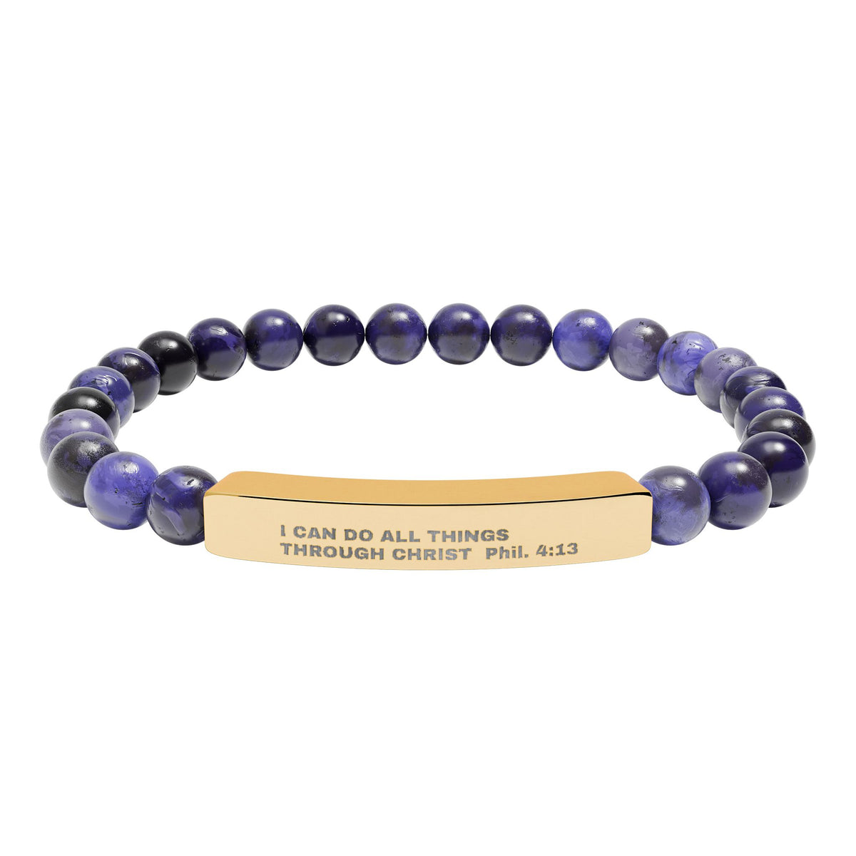 Engraved Natural Stone Stretch Bar Bracelet – Inspirational Scripture Beaded Bracelet