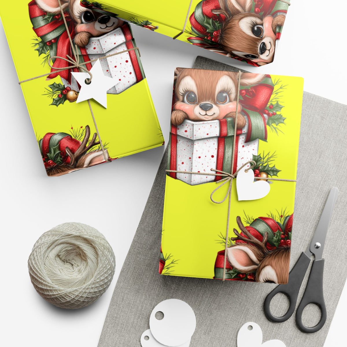 Christmas Reindeer Gift Wrap Paper – Cute Holiday Present Wrapping Sheets