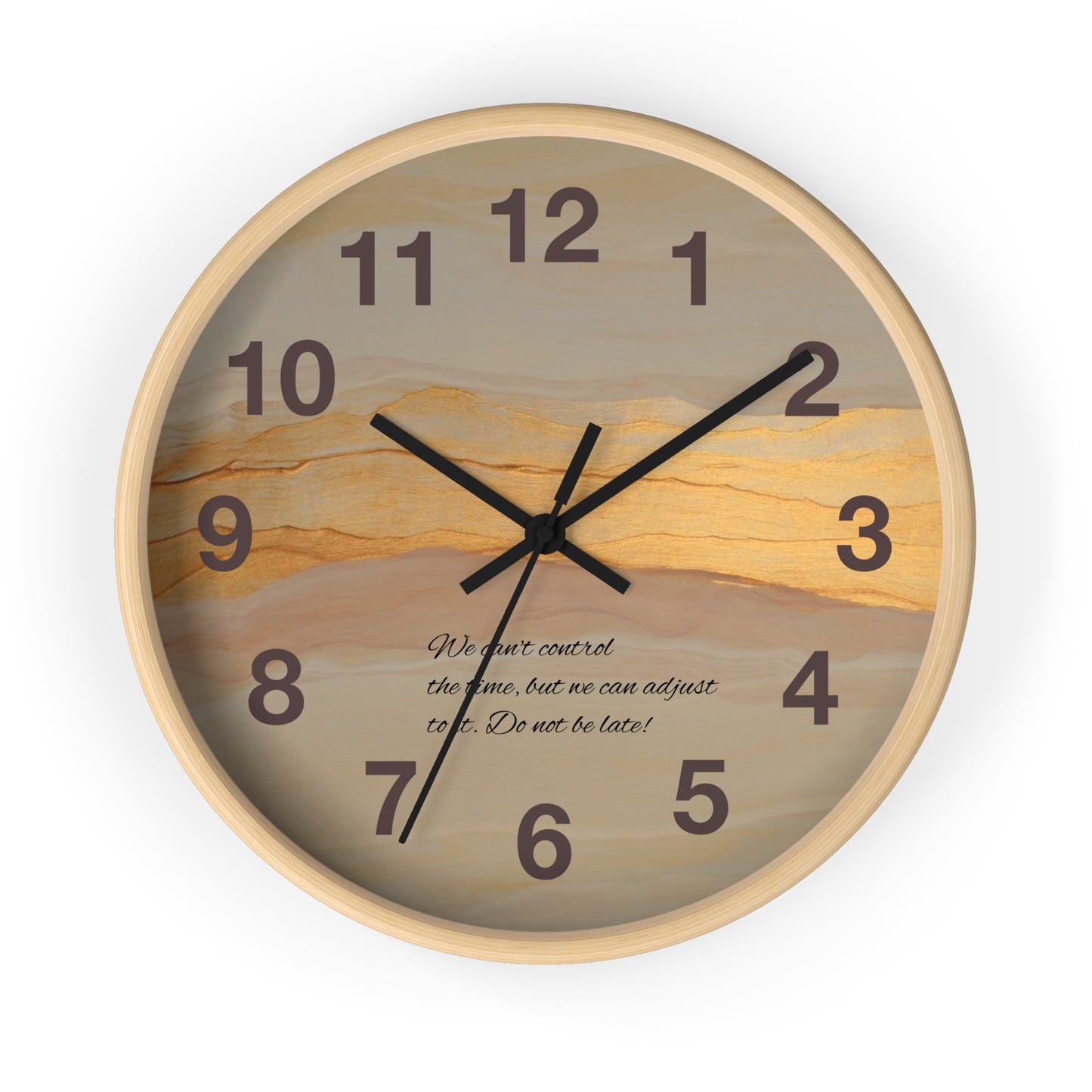 Marble Sunset Wall Clock — Decorative Timepiece with Inspiring Quote