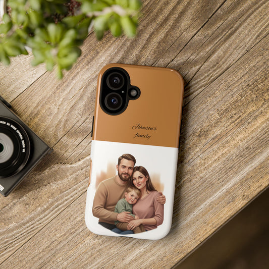 Personalized Family Photo Tough Phone Case — Custom Name Script