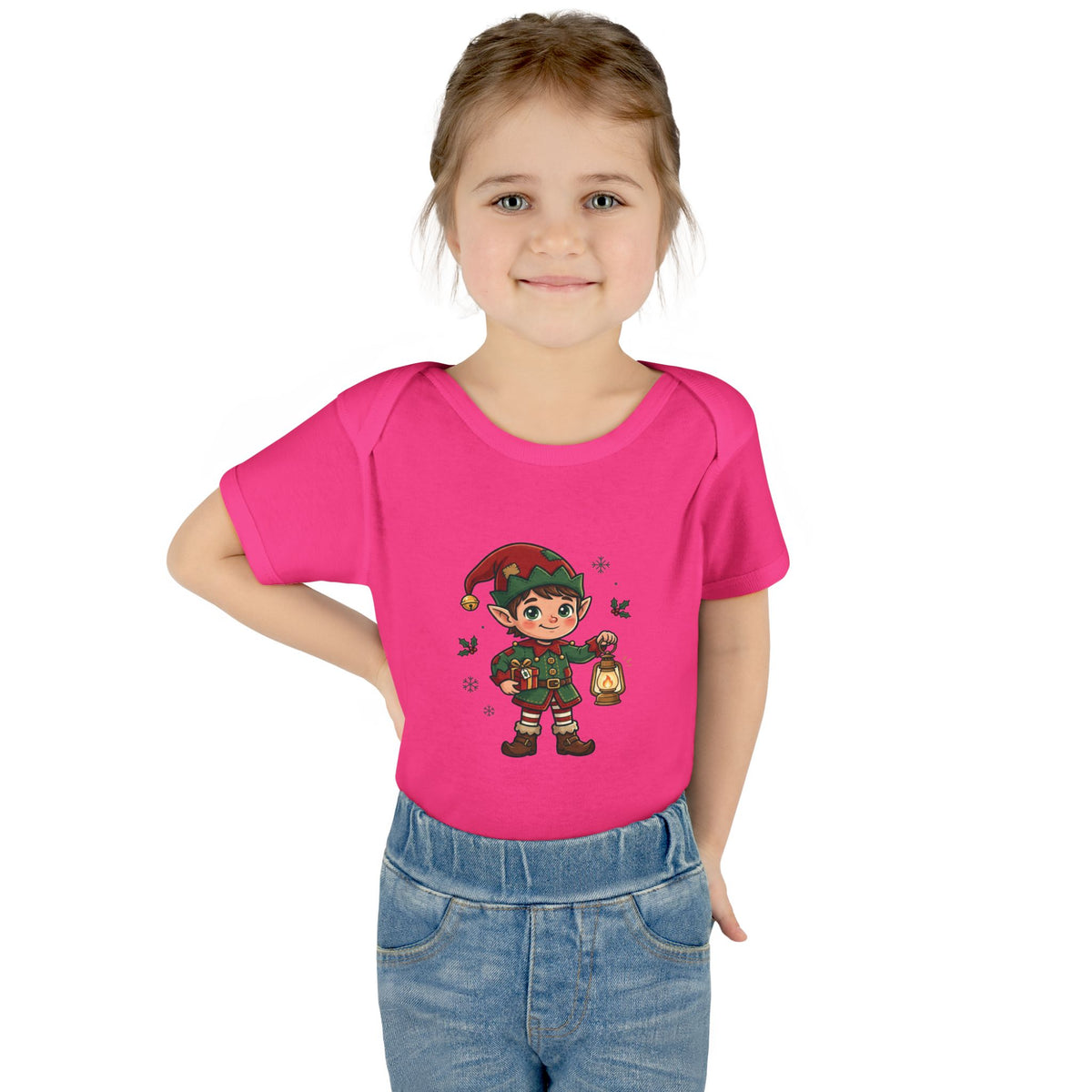 Christmas Elf Infant Bodysuit — Cute Holiday Baby Onesie with Lantern